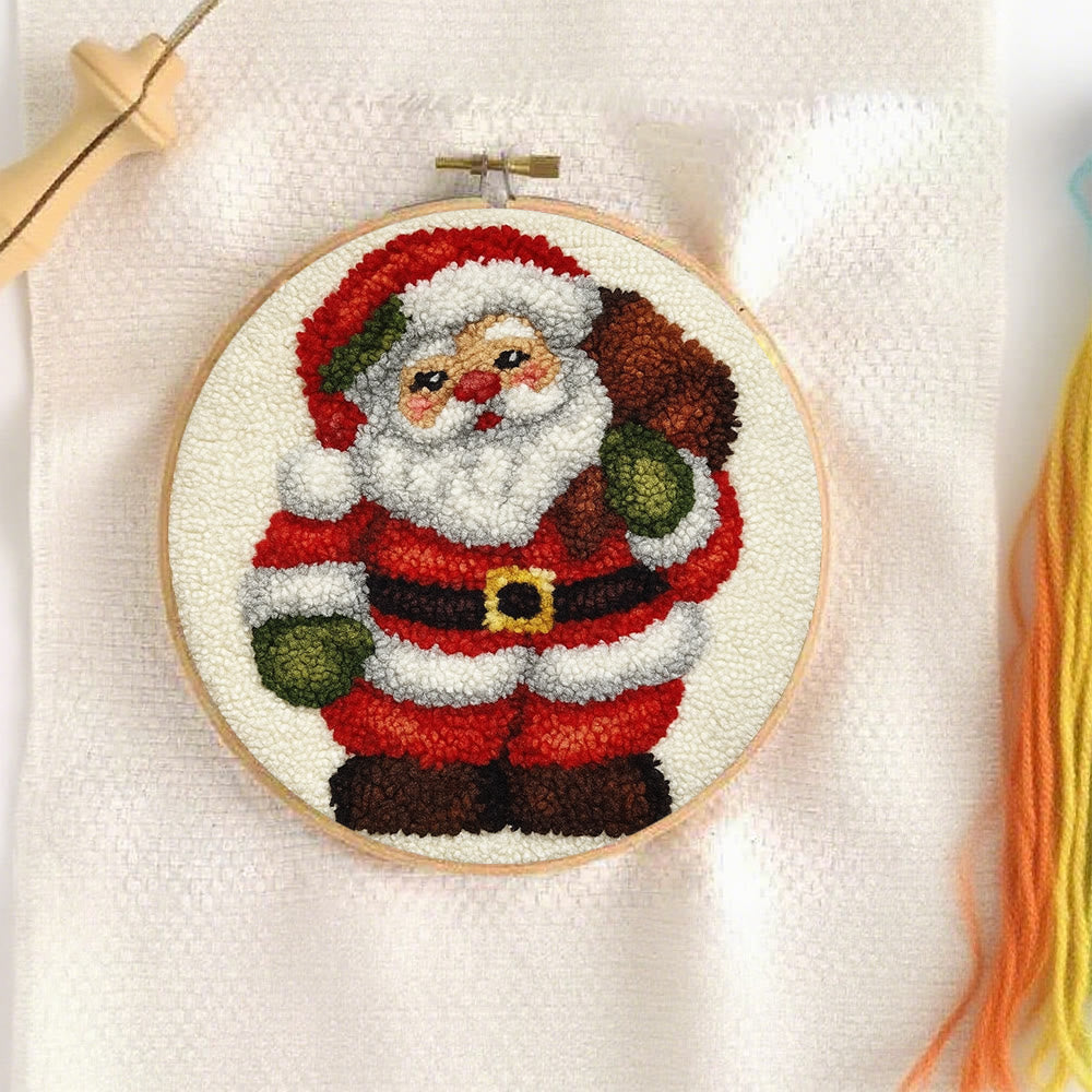 Santa Claus Punch Needle Kit - DIY Christmas Craft | Versatile Handmade Cup Mat - image 1