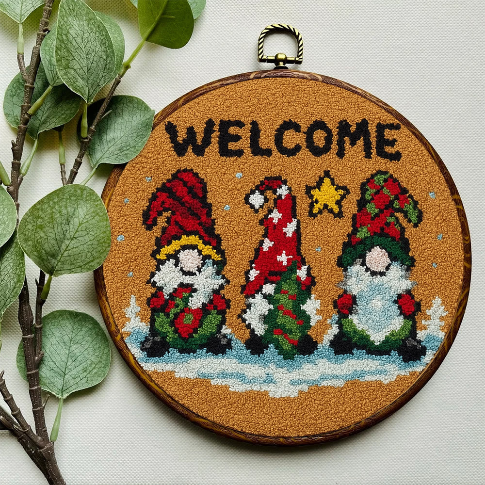 Christmas Gnome Welcome Punch Needle Kit - Holiday Craft | Festive Handmade Wall Decor - image 5