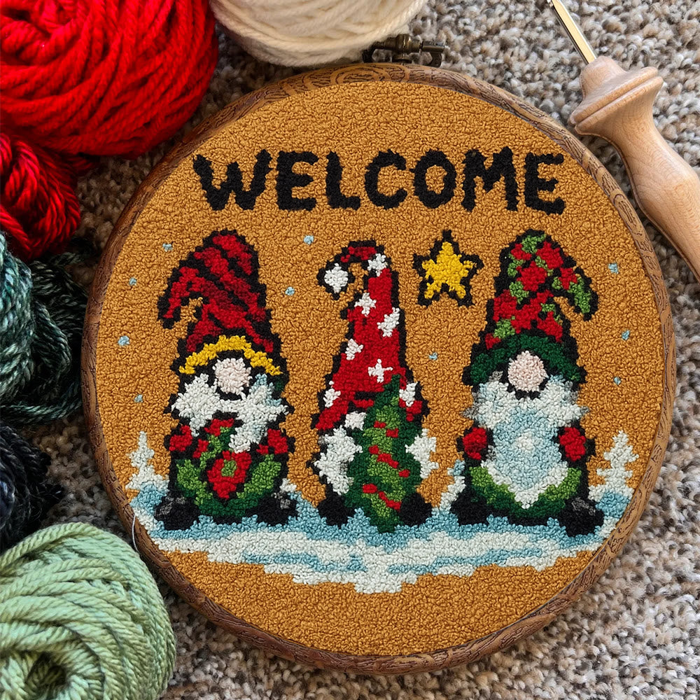 Christmas Gnome Welcome Punch Needle Kit - Holiday Craft | Festive Handmade Wall Decor - image 6