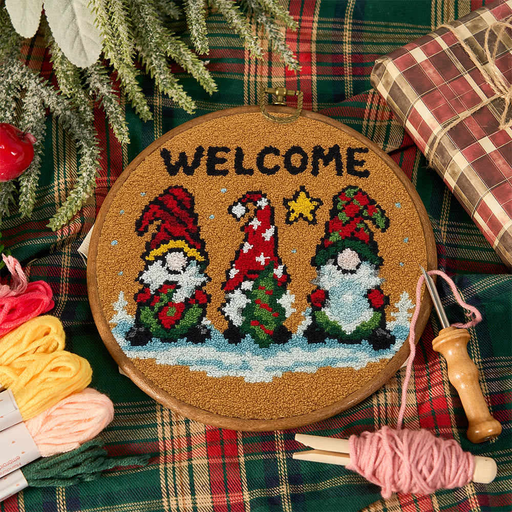 Christmas Gnome Welcome Punch Needle Kit - Holiday Craft | Festive Handmade Wall Decor - image 2