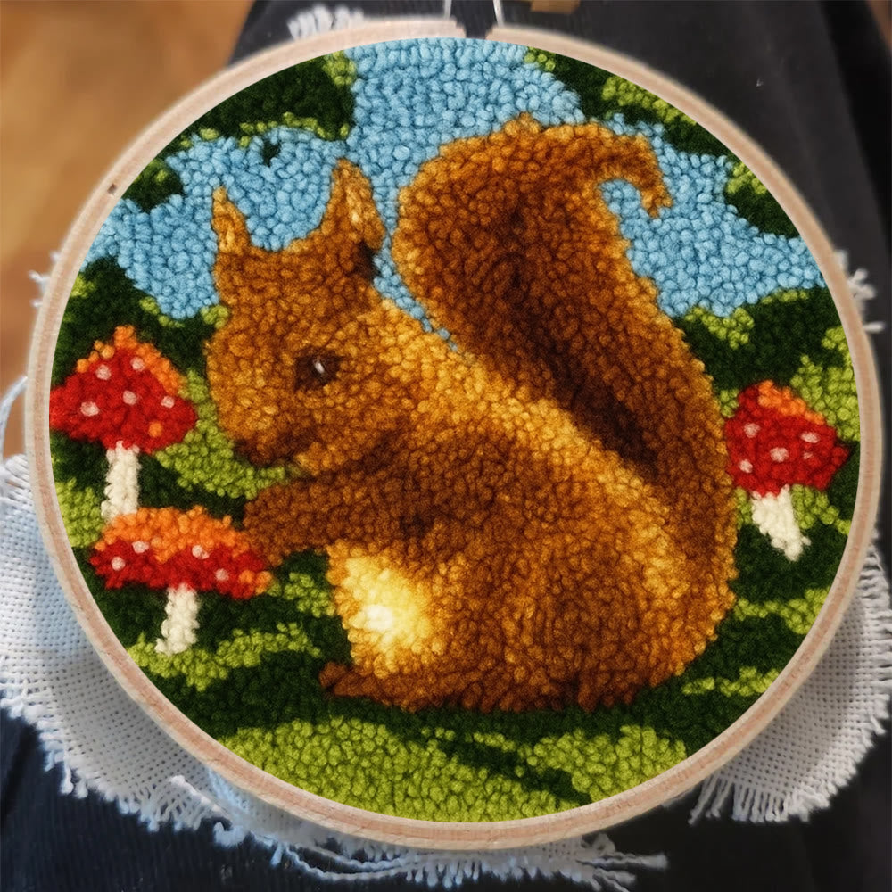 Squirrel Mushroom Punch Needle Kit - Nature Craft | Ideal for Home Decor - image 9