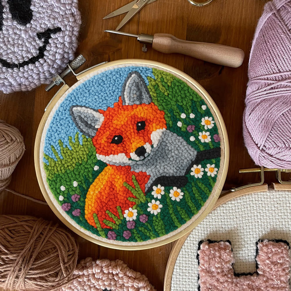 Fox In Meadow Punch Needle Kit - Nature Craft | Perfect For Craft Enthusiasts - image 6