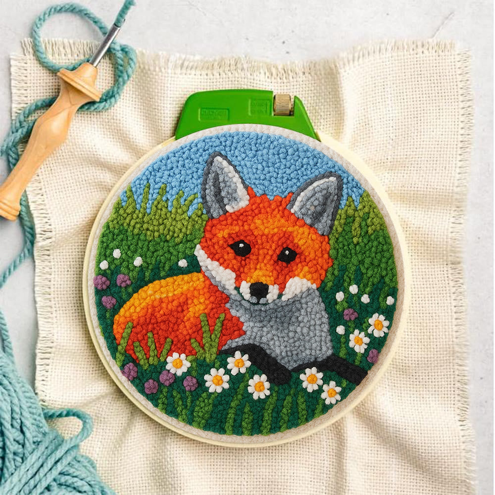 Fox In Meadow Punch Needle Kit - Nature Craft | Perfect For Craft Enthusiasts - image 2