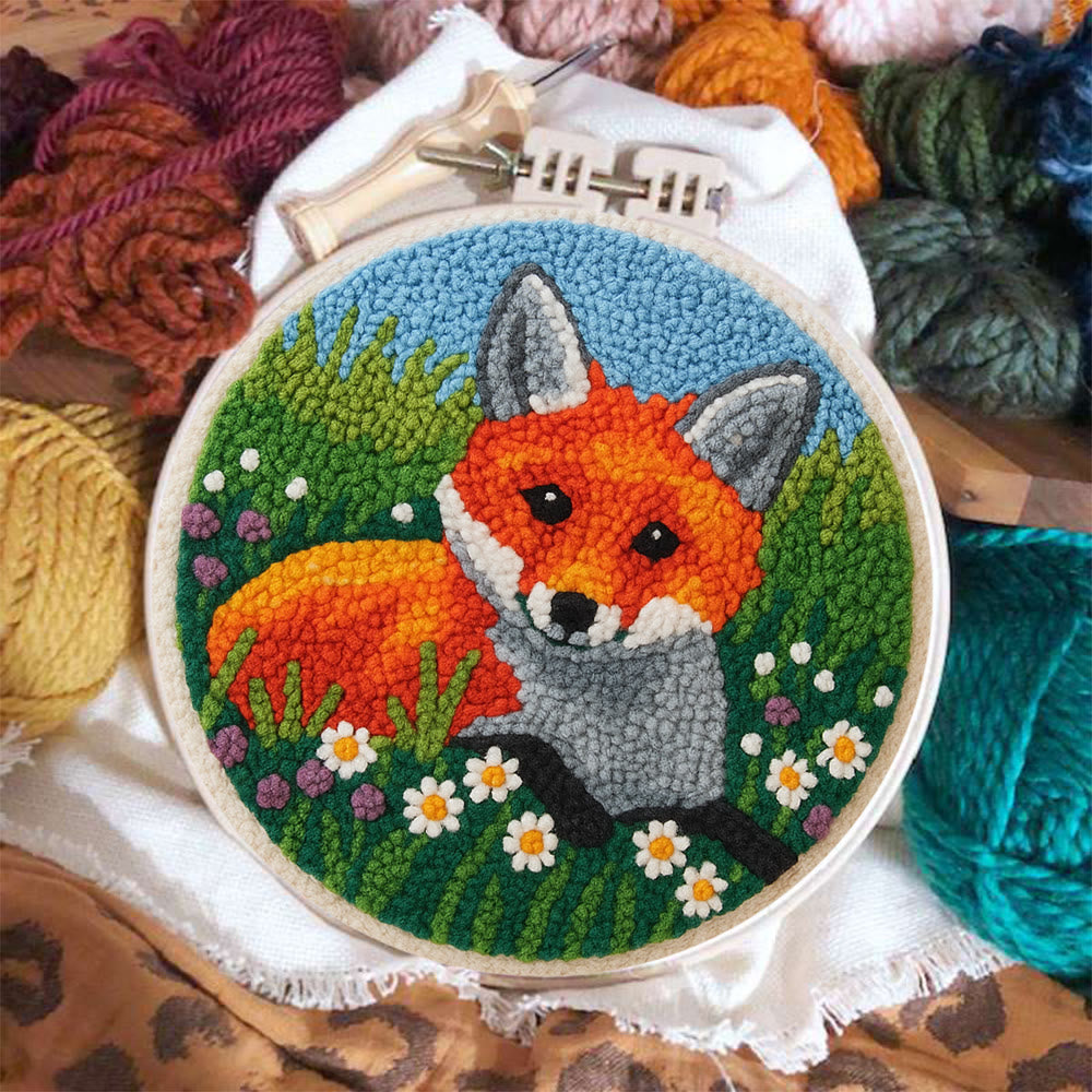 Fox In Meadow Punch Needle Kit - Nature Craft | Perfect For Craft Enthusiasts - image 3