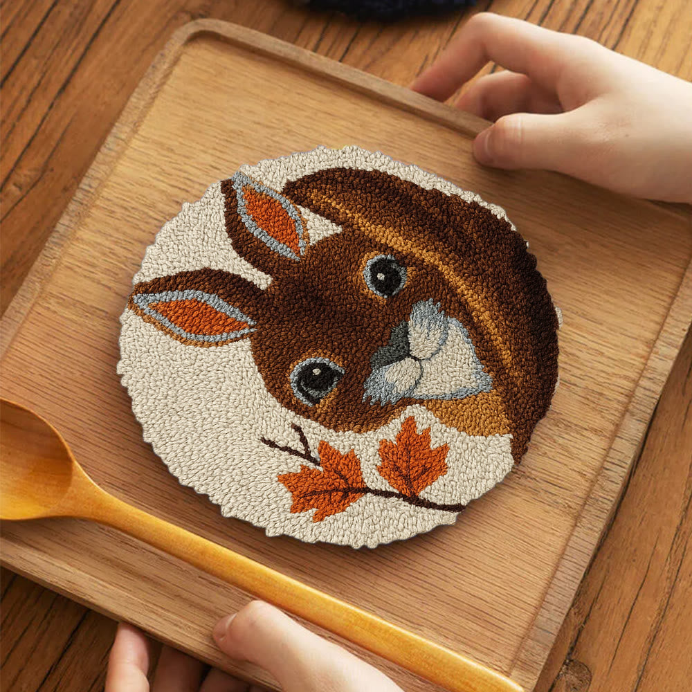 Autumn Bunny Punch Needle Kit - Handmade Craft | Ideal For Home Decor - 5 inch Coaster Kit - image 12