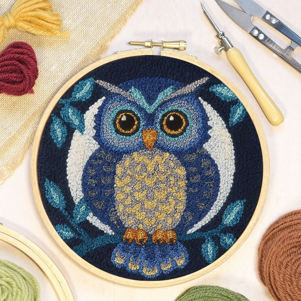 Blue Owl Punch Needle Kit - Handmade Craft | Detailed Outlines  - image 4