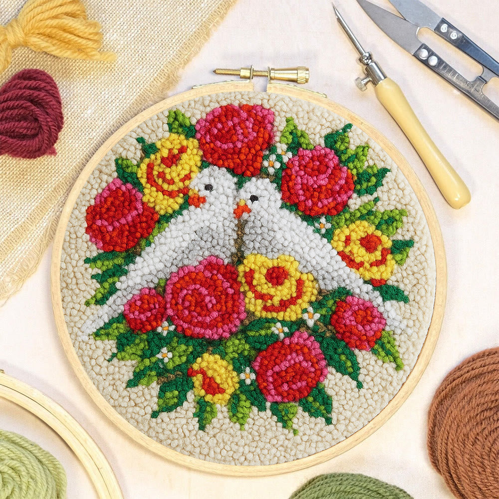 Dove Floral Wreath Punch Needle Kit - Artisan-made Craft | Vibrant Decor Piece - image 3