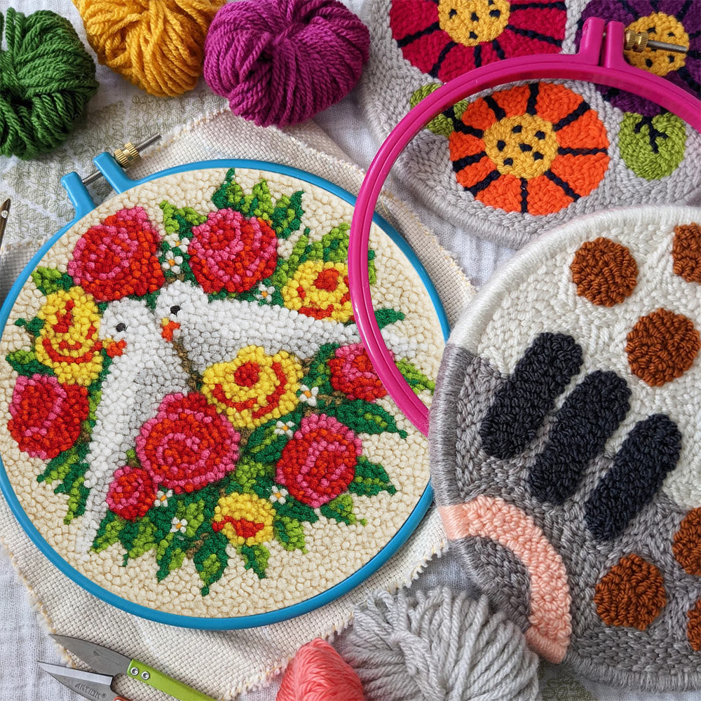 Dove Floral Wreath Punch Needle Kit - Artisan-made Craft | Vibrant Decor Piece - image 7