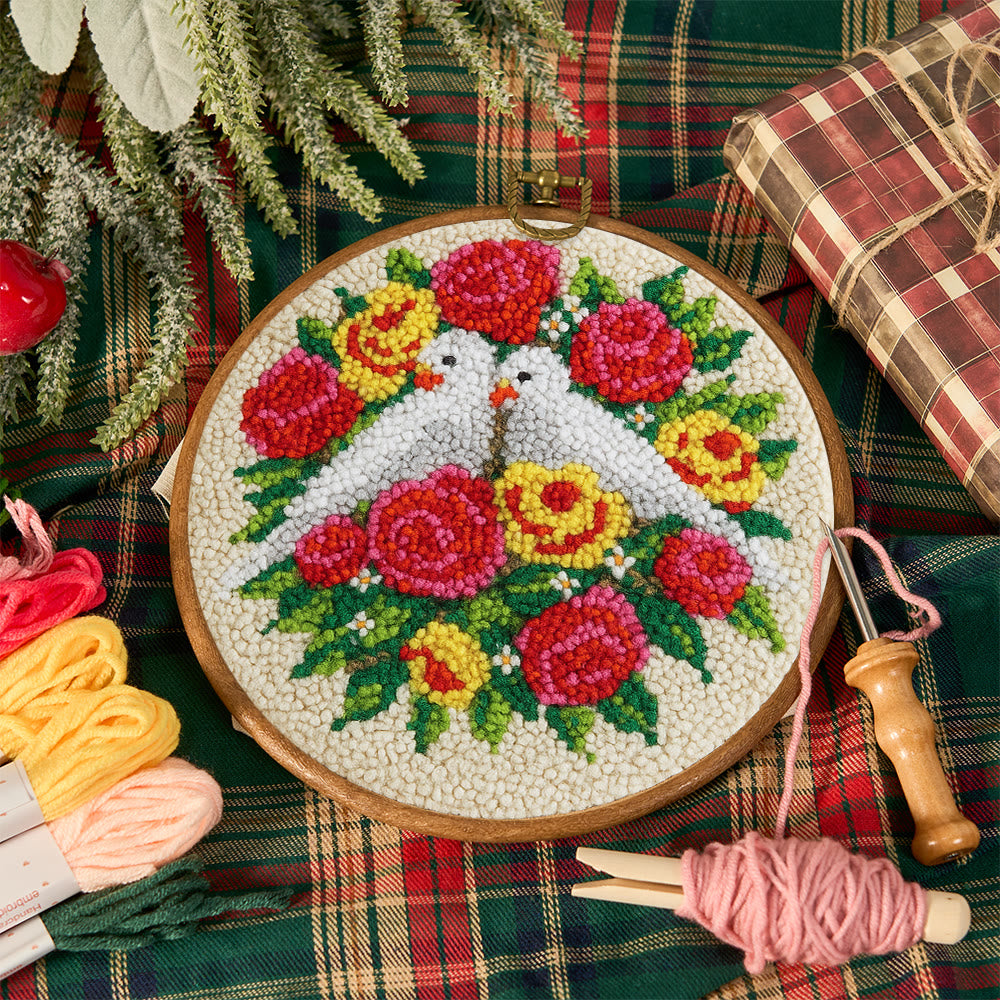 Dove Floral Wreath Punch Needle Kit - Artisan-made Craft | Vibrant Decor Piece - image 9
