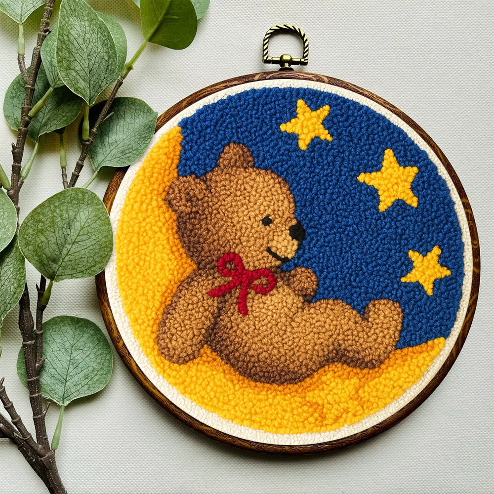 Moon Bear Punch Needle Kit - Handcrafted Art | Cozy Home Decor Hanging Ornament - image 3