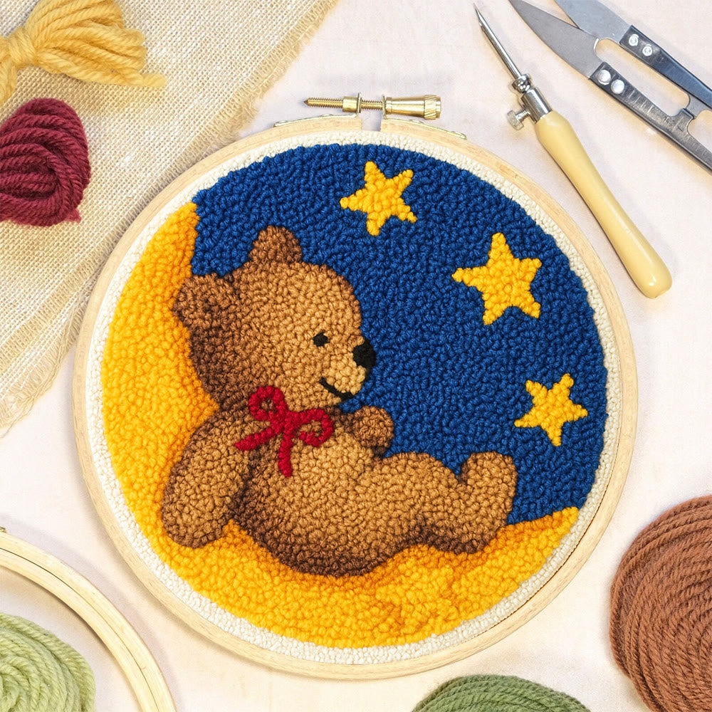 Moon Bear Punch Needle Kit - Handcrafted Art | Cozy Home Decor Hanging Ornament - image 5