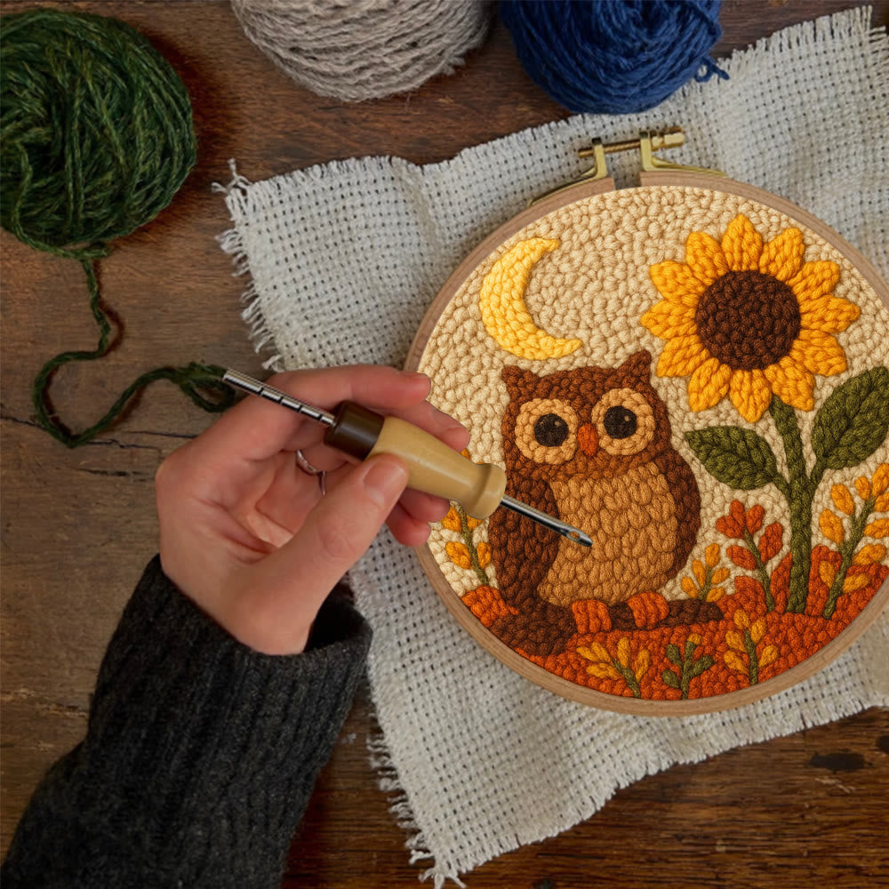 Autumn Owl Sunflower Punch Needle Kit - Gift For Diy Enthusiasts | Cozy Home Decor  - image 10