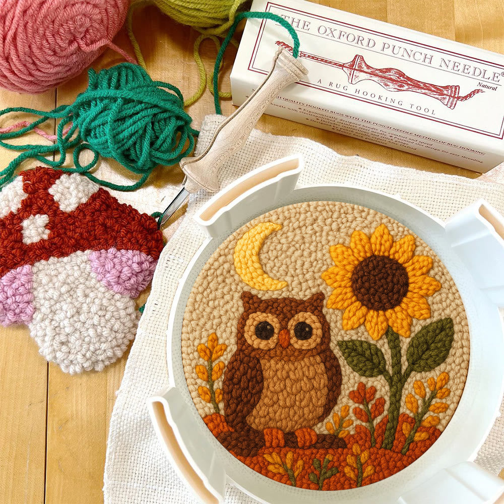 Autumn Owl Sunflower Punch Needle Kit - Gift For Diy Enthusiasts | Cozy Home Decor  - image 2