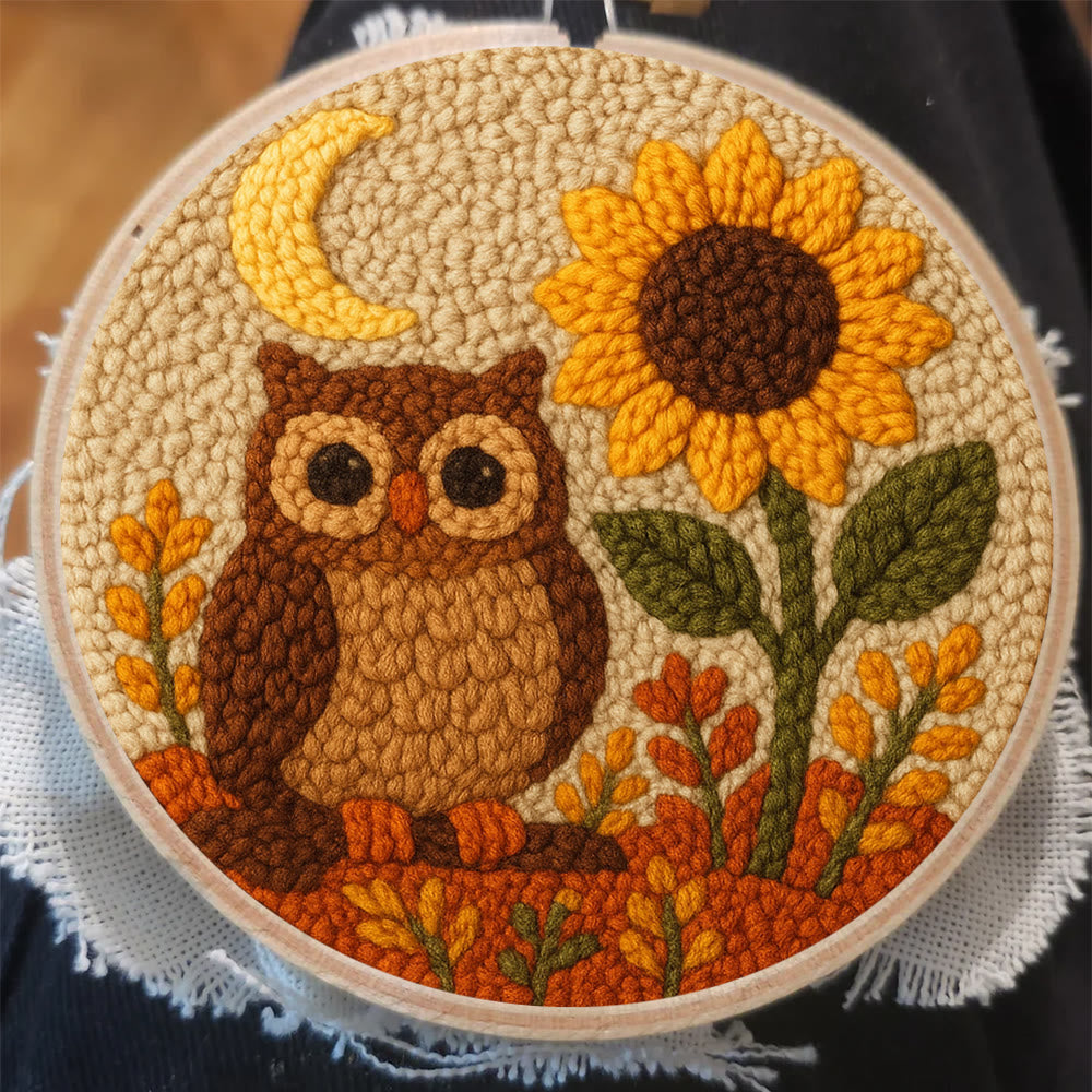 Autumn Owl Sunflower Punch Needle Kit - Gift For Diy Enthusiasts | Cozy Home Decor  - image 7