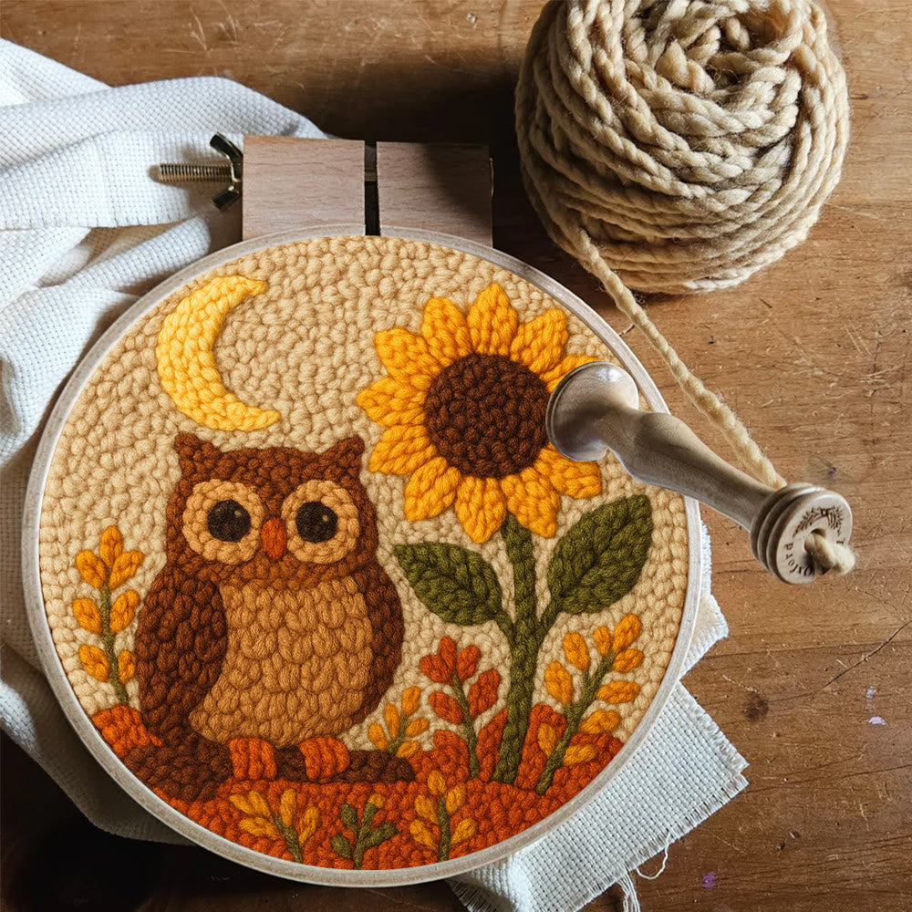 Autumn Owl Sunflower Punch Needle Kit - Gift For Diy Enthusiasts | Cozy Home Decor  - image 6