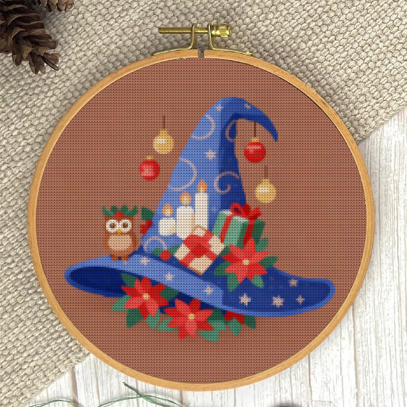 Cross Stitch Kit - Christmas Wizard Hat | Diy Stitch Christmas Craft | Nice For Christmas Decor - image 1