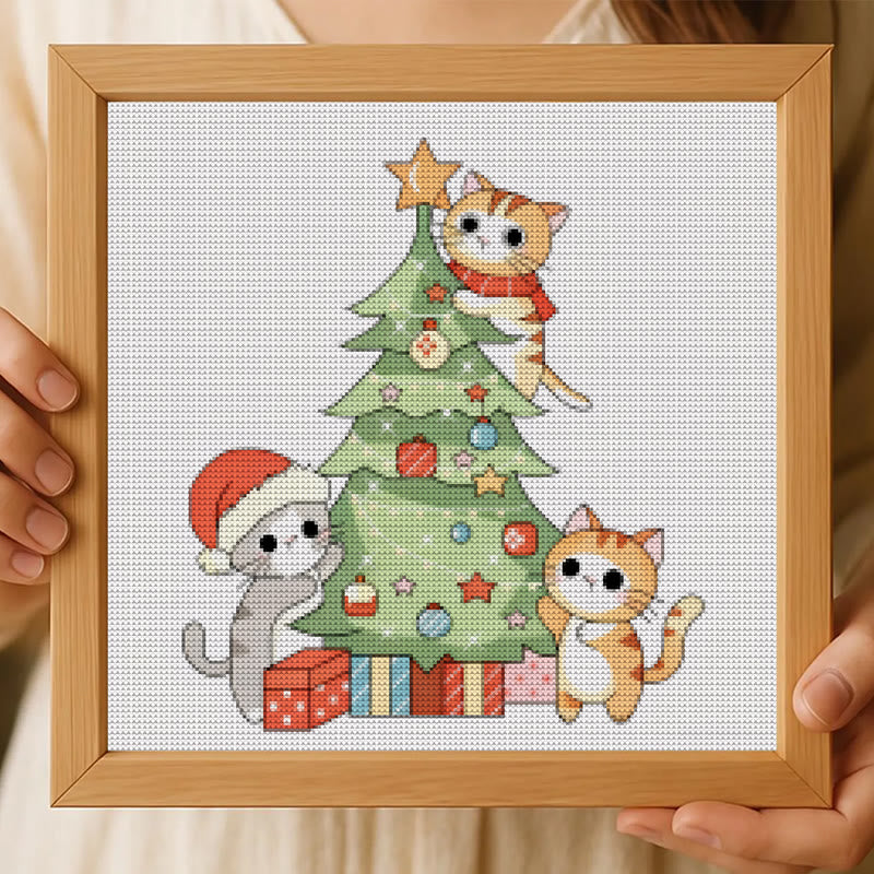 Cross Stitch Kit - Kitten Christmas Tree | Adorable Handmade Art | Unique Wall Hanging Ornament - image 5