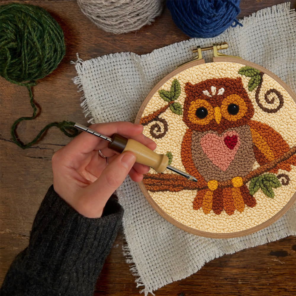 Heart Owl Punch Needle Kit - Diy Beginner | Whimsical Home Handmade - image 11