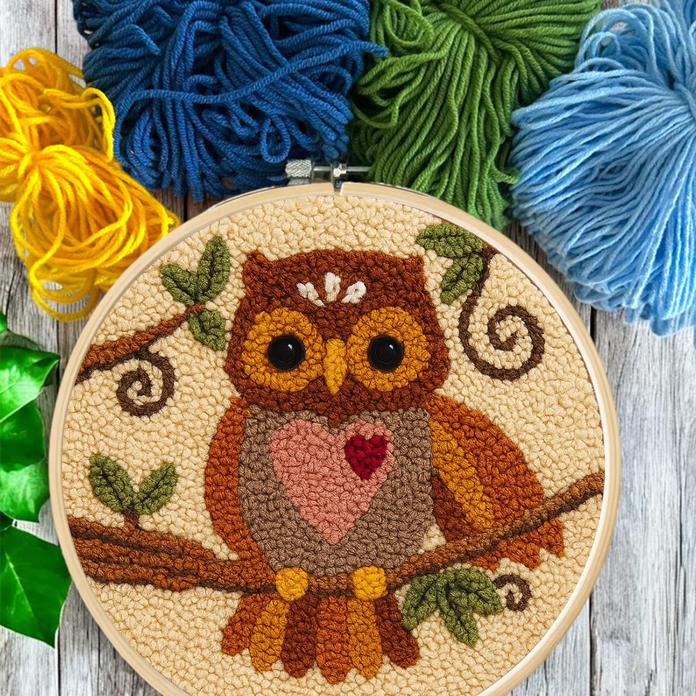 Heart Owl Punch Needle Kit - Diy Beginner | Whimsical Home Handmade - image 2