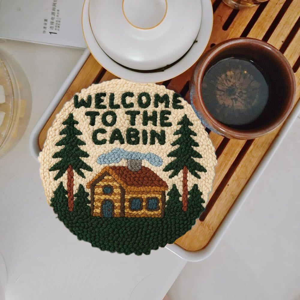 Cabin Welcome Punch Needle Kit - Handcrafted Art | Rustic-themed Home Accent - image 1