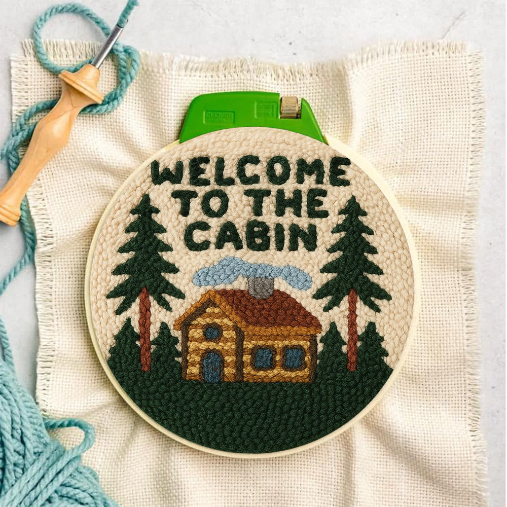 Cabin Welcome Punch Needle Kit - Handcrafted Art | Rustic-themed Home Accent - image 2
