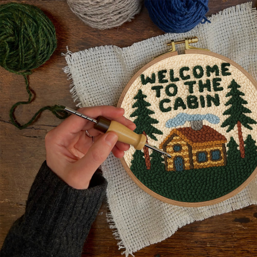 Cabin Welcome Punch Needle Kit - Handcrafted Art | Rustic-themed Home Accent - image 11