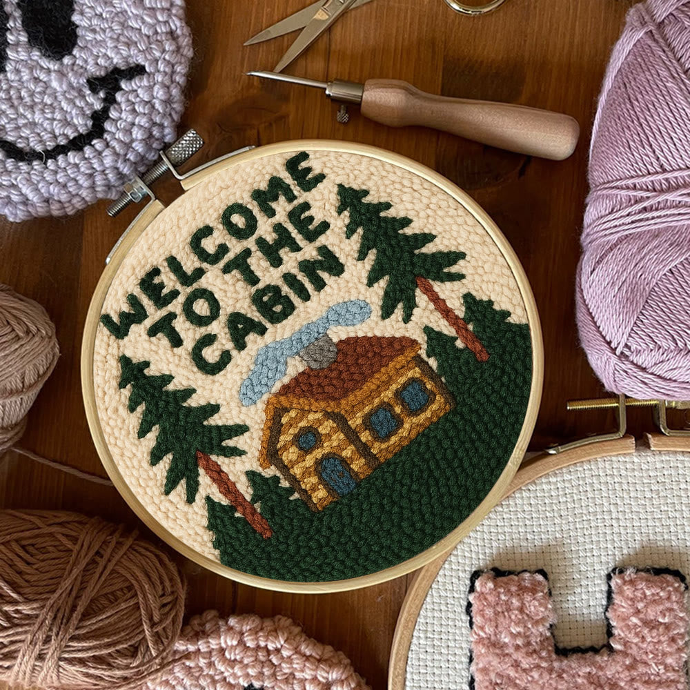 Cabin Welcome Punch Needle Kit - Handcrafted Art | Rustic-themed Home Accent - image 6