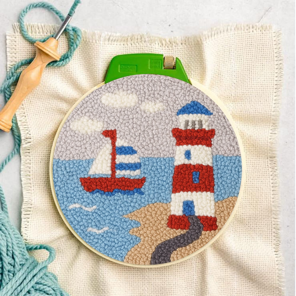 Seaside Lighthouse Punch Needle Kit - Handcrafted Art | Vibrant Handcraft Treasure - image 1