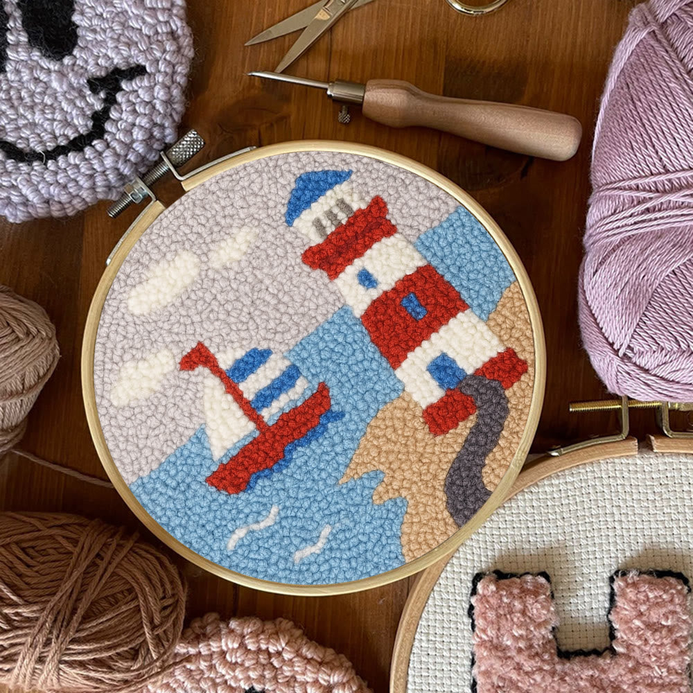 Seaside Lighthouse Punch Needle Kit - Handcrafted Art | Vibrant Handcraft Treasure - image 9