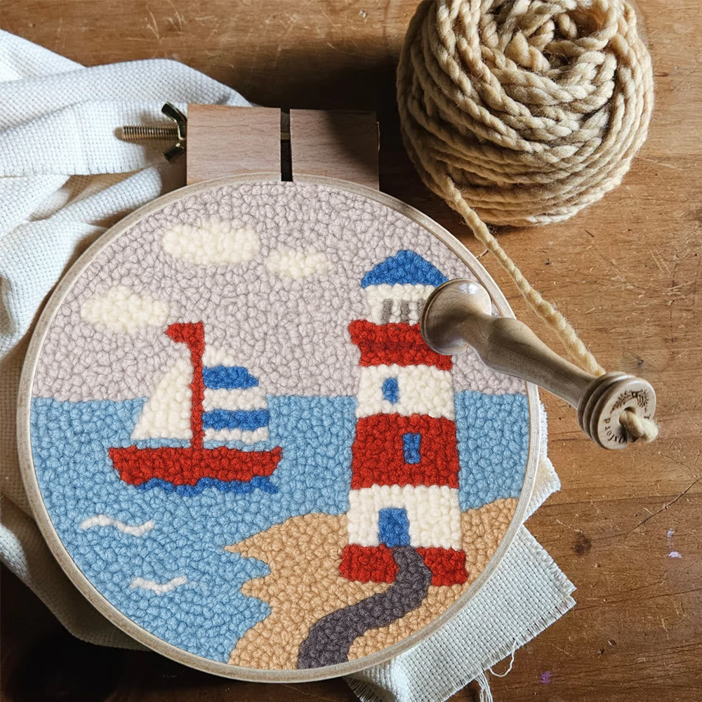 Seaside Lighthouse Punch Needle Kit - Handcrafted Art | Vibrant Handcraft Treasure - image 6