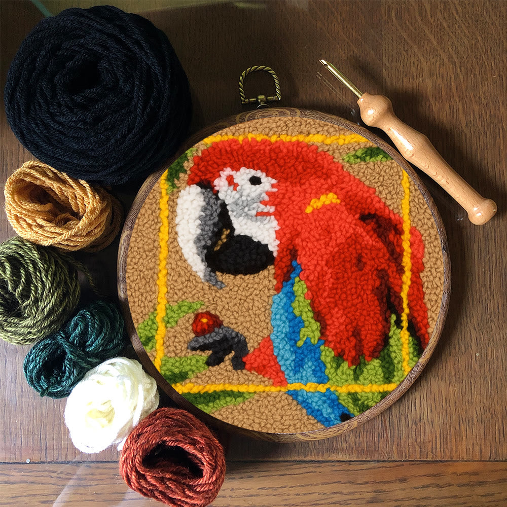 Scarlet Macaw Punch Needle Kit - Artisan-crafted Art | Tropical-themed For Diy Enthusiasts - image 4