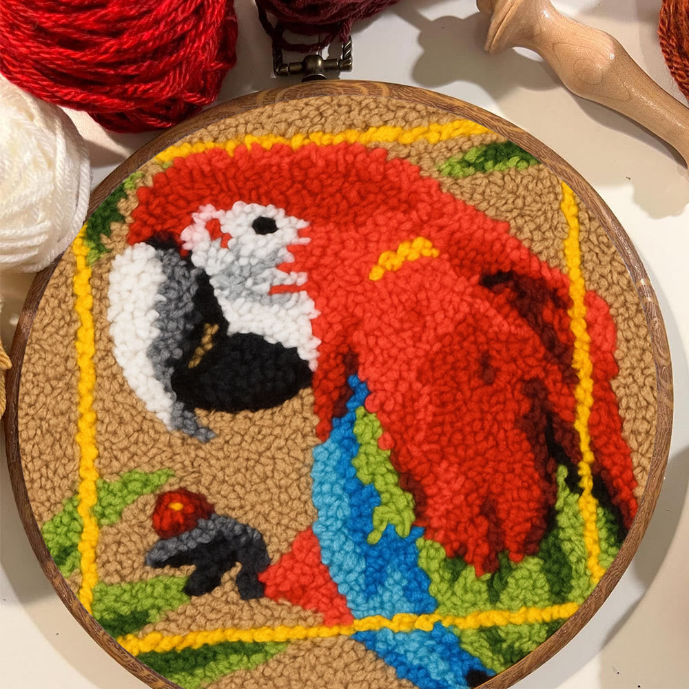 Scarlet Macaw Punch Needle Kit - Artisan-crafted Art | Tropical-themed For Diy Enthusiasts - image 2