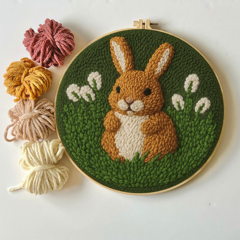 Bunny In Meadow Punch Needle Kit - Handcrafted Art | Charming Diy - image 2