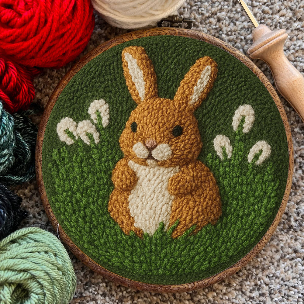 Bunny In Meadow Punch Needle Kit - Handcrafted Art | Charming Diy - image 10