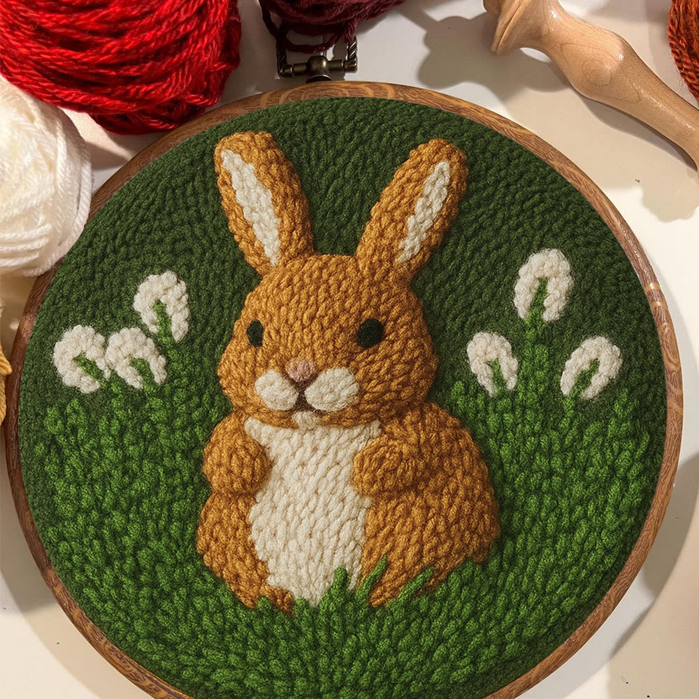 Bunny In Meadow Punch Needle Kit - Handcrafted Art | Charming Diy - image 8