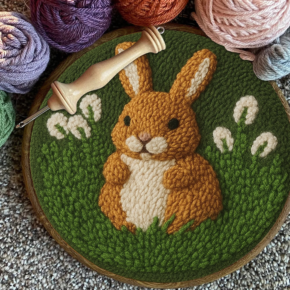 Bunny In Meadow Punch Needle Kit - Handcrafted Art | Charming Diy - image 11