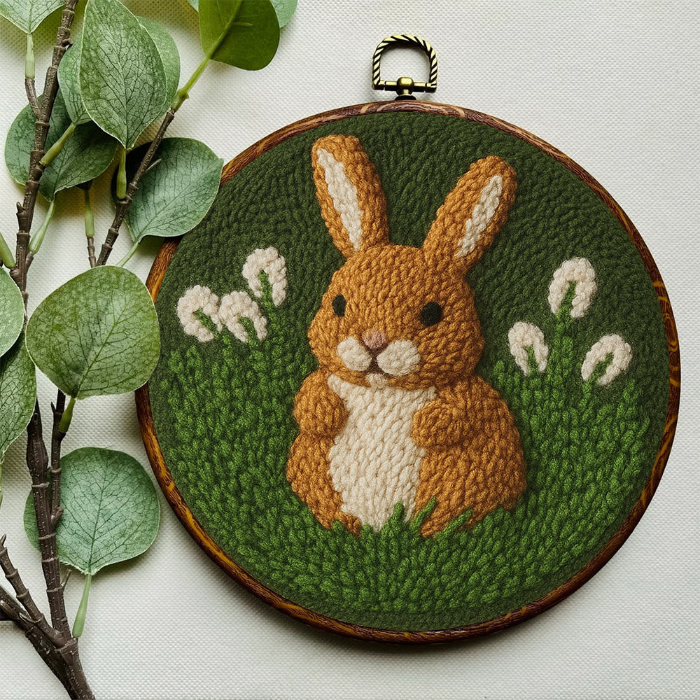 Bunny In Meadow Punch Needle Kit - Handcrafted Art | Charming Diy - image 4
