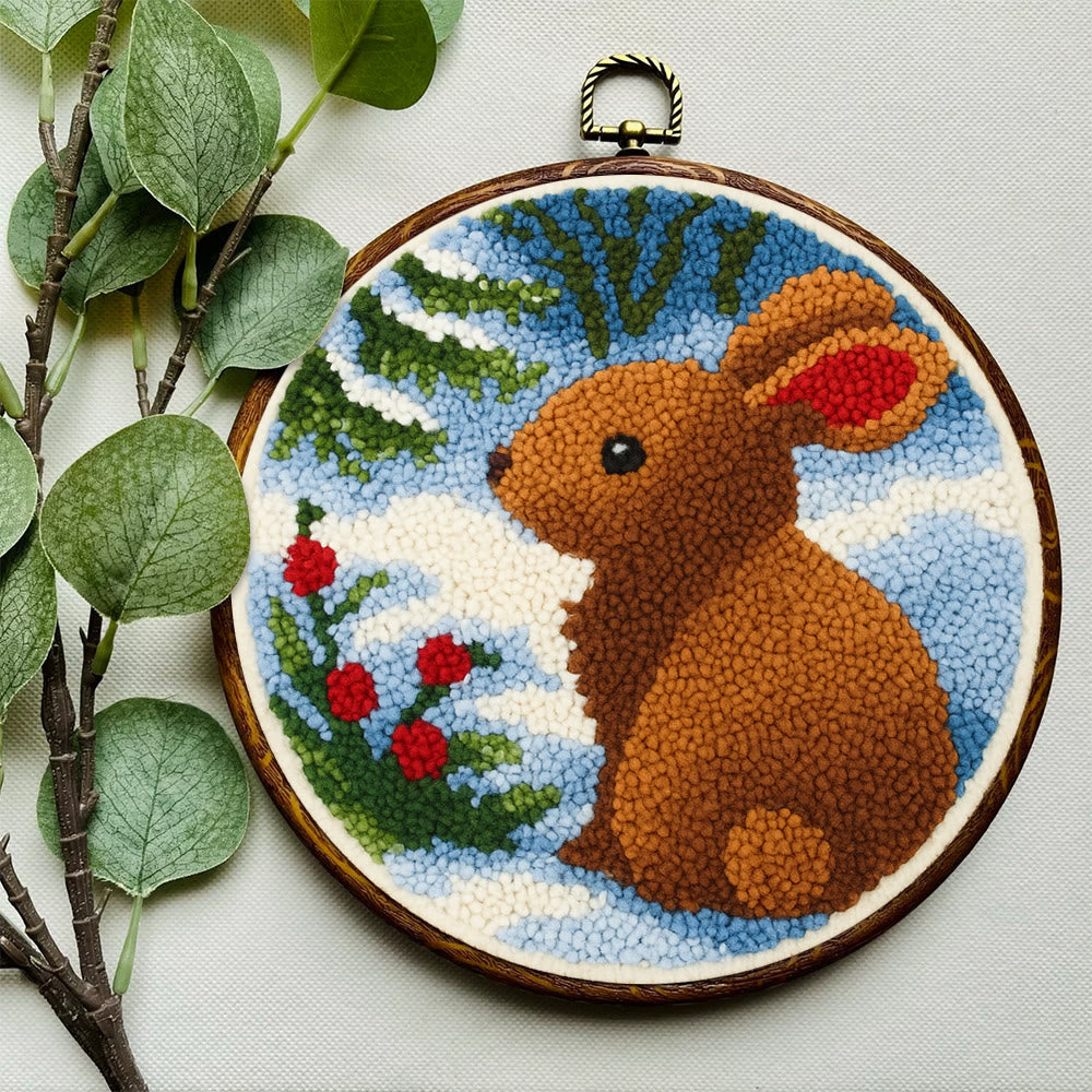Winter Bunny Punch Needle Kit - Artisan-crafted Piece | Seasonal Decor - image 9
