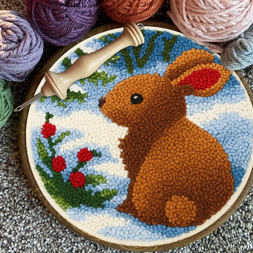 Winter Bunny Punch Needle Kit - Artisan-crafted Piece | Seasonal Decor - image 11