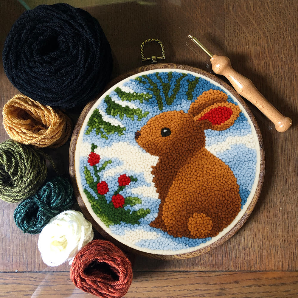 Winter Bunny Punch Needle Kit - Artisan-crafted Piece | Seasonal Decor - image 4