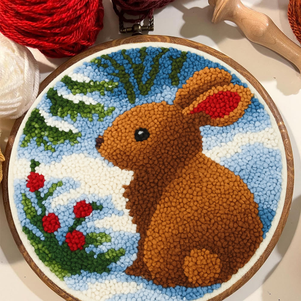 Winter Bunny Punch Needle Kit - Artisan-crafted Piece | Seasonal Decor - image 6