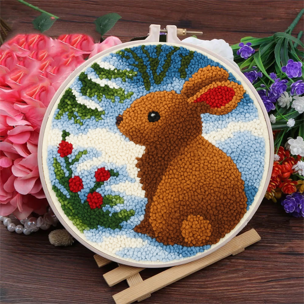 Winter Bunny Punch Needle Kit - Artisan-crafted Piece | Seasonal Decor - image 2