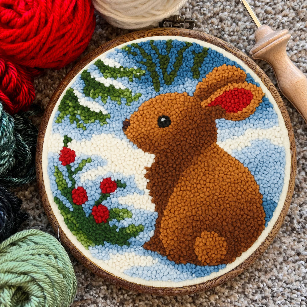Winter Bunny Punch Needle Kit - Artisan-crafted Piece | Seasonal Decor - image 3