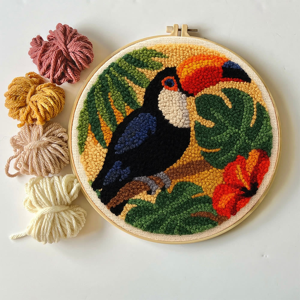 Toucan Tropical Punch Needle Kit - Easy Diy Kit | Exotic Handcraft Gift - image 1