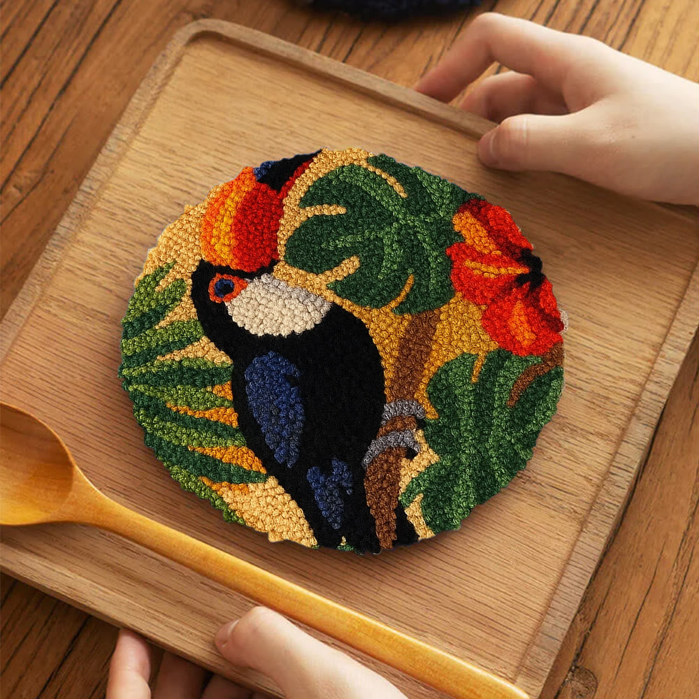 Toucan Tropical Punch Needle Kit - Easy Diy Kit | Exotic Handcraft Gift - 5 inch Coaster Kit - image 5