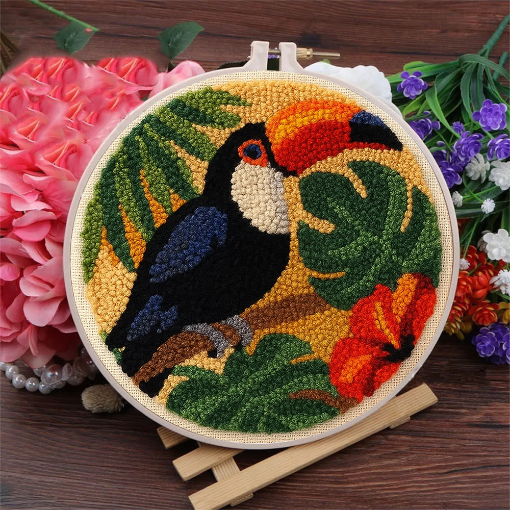 Toucan Tropical Punch Needle Kit - Easy Diy Kit | Exotic Handcraft Gift - image 2