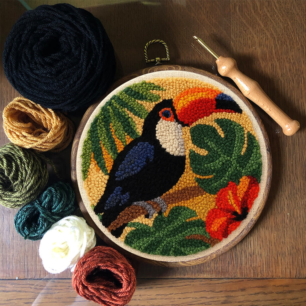 Toucan Tropical Punch Needle Kit - Easy Diy Kit | Exotic Handcraft Gift - image 8