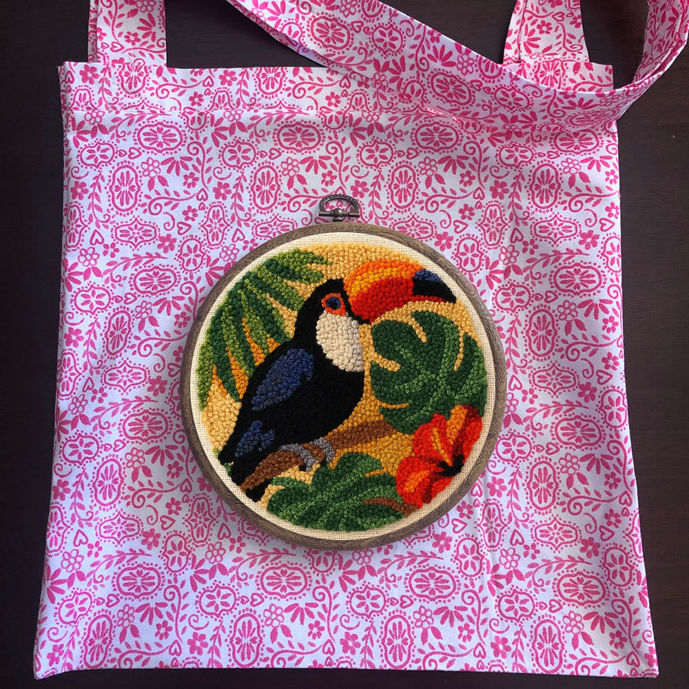 Toucan Tropical Punch Needle Kit - Easy Diy Kit | Exotic Handcraft Gift - image 12