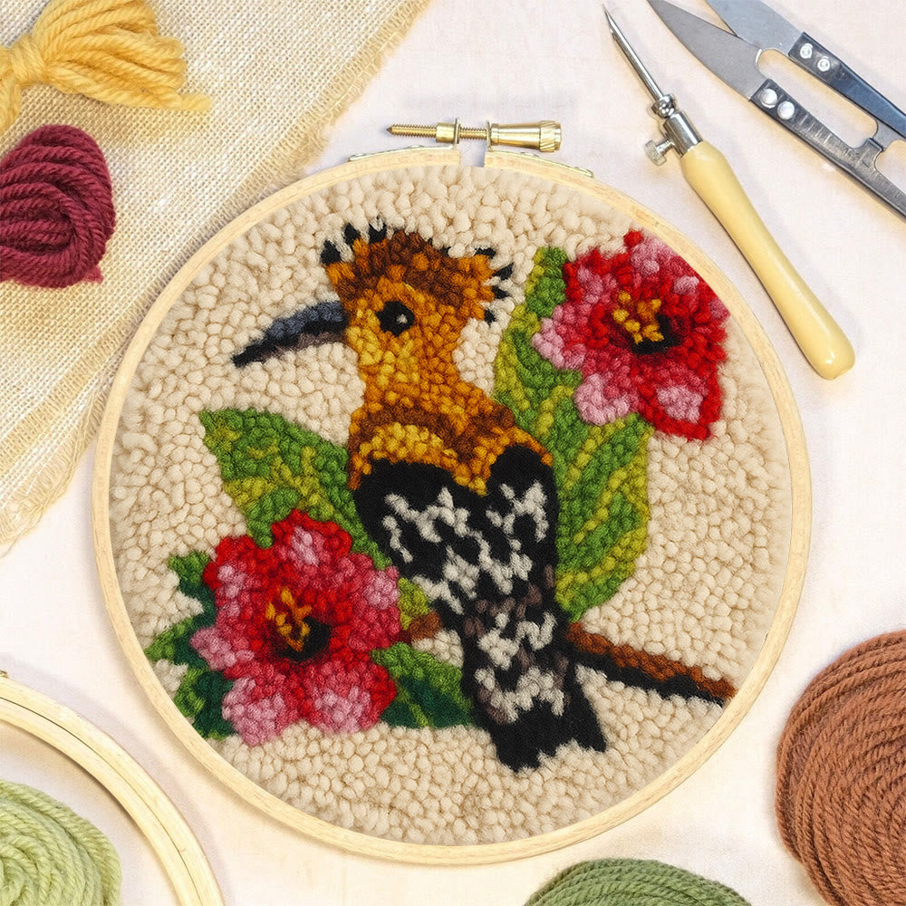 Hoopoe Floral Punch Needle Kit - Artisan-made Craft | Nature-inspired Decor - image 4