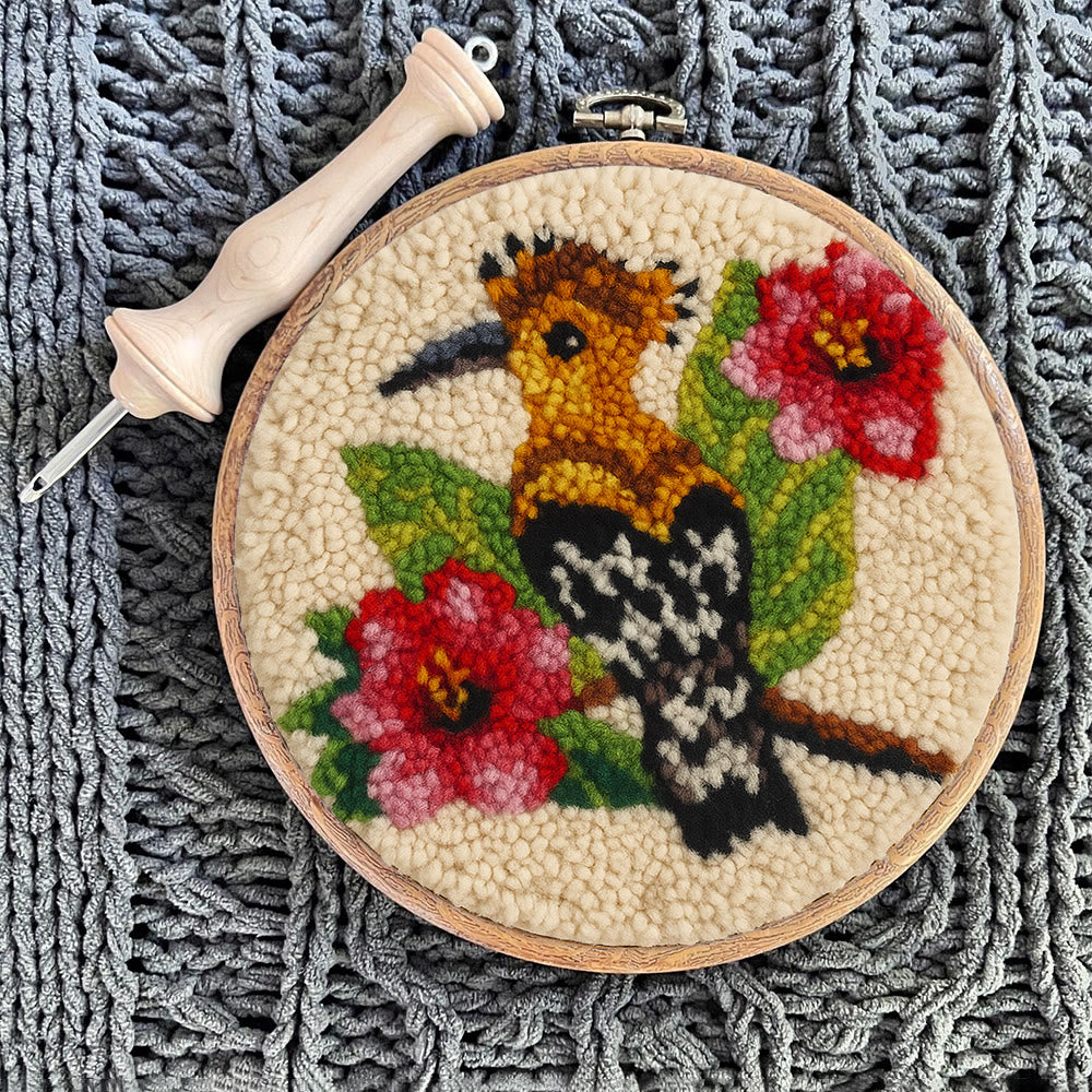 Hoopoe Floral Punch Needle Kit - Artisan-made Craft | Nature-inspired Decor - image 9